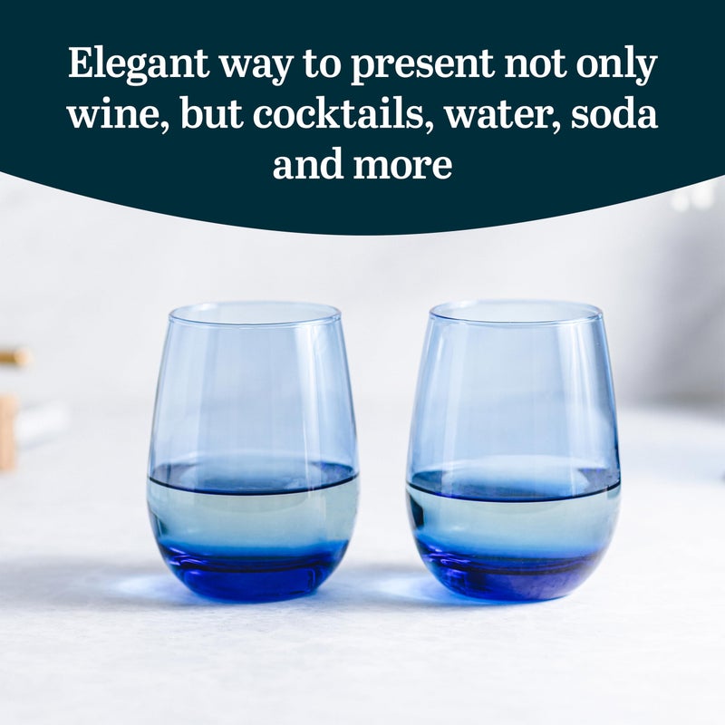 Libbey Classic Blue All-Purpose Stemless Wine Glasses, 15.25-ounce, Set of 6 - Image 4